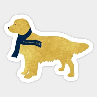 Preppy Golden Retriever - Navy Winter Scarf Sticker